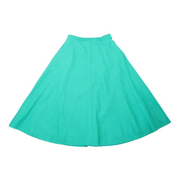 Vintage 80s Summit Sportswear Green Wool High Rise A-Line Midi Skirt M - Picture 1 of 4